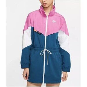 Nike Women's Sz S Icon Clash Pink Teal White Track Jacket Windbreaker